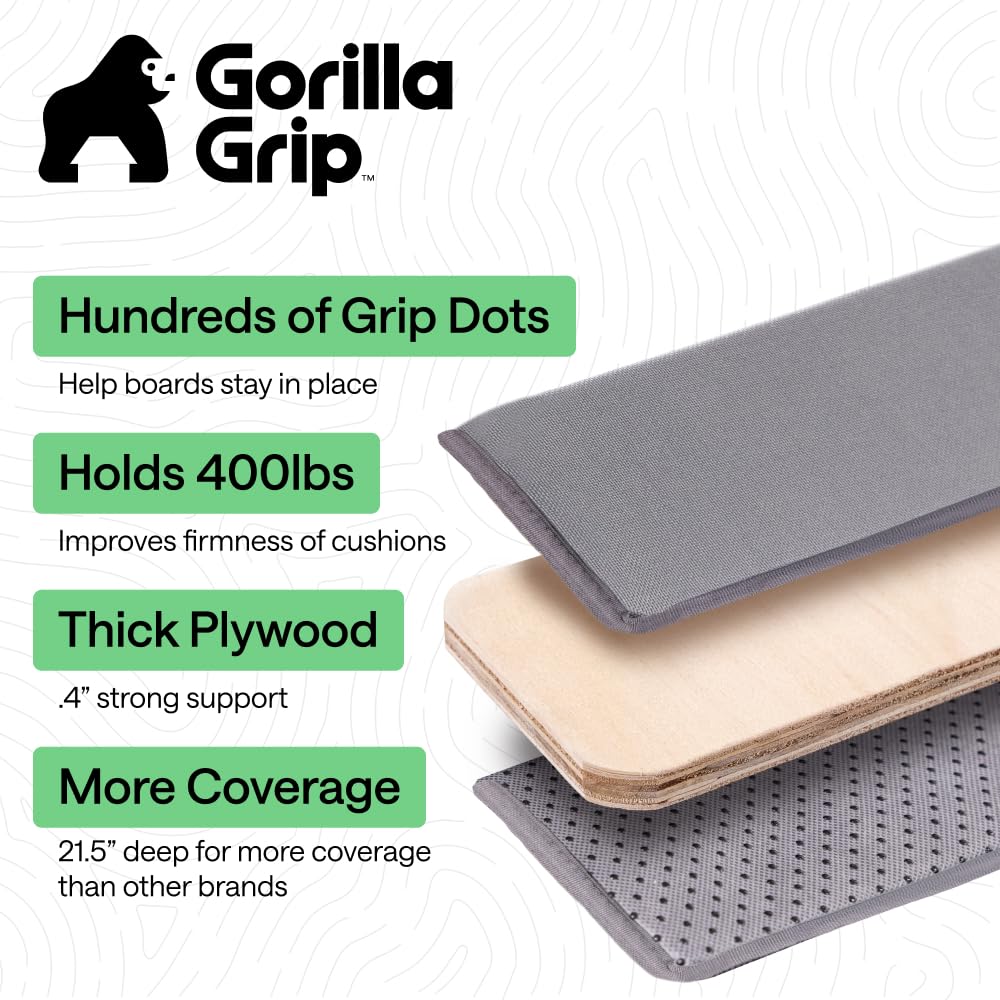 GORILLA GRIP Heavy Duty Couch Cushion Support Board to Fix Sagging Sofas, 21.5 x 54 Loveseat Slip Resistant Thick Boards Add Strong Seat Supports, Replacement Stuffing Firmer Couches Accessories, Grey