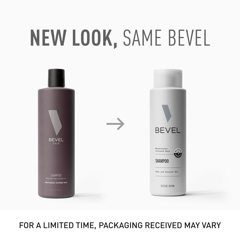 Bevel Shampoo for Men - Sulfate Free Shampoo for Textured Hair with Coconut Oil and Shea Butter, Detangles Coarse, Curly Hair, 12 Oz