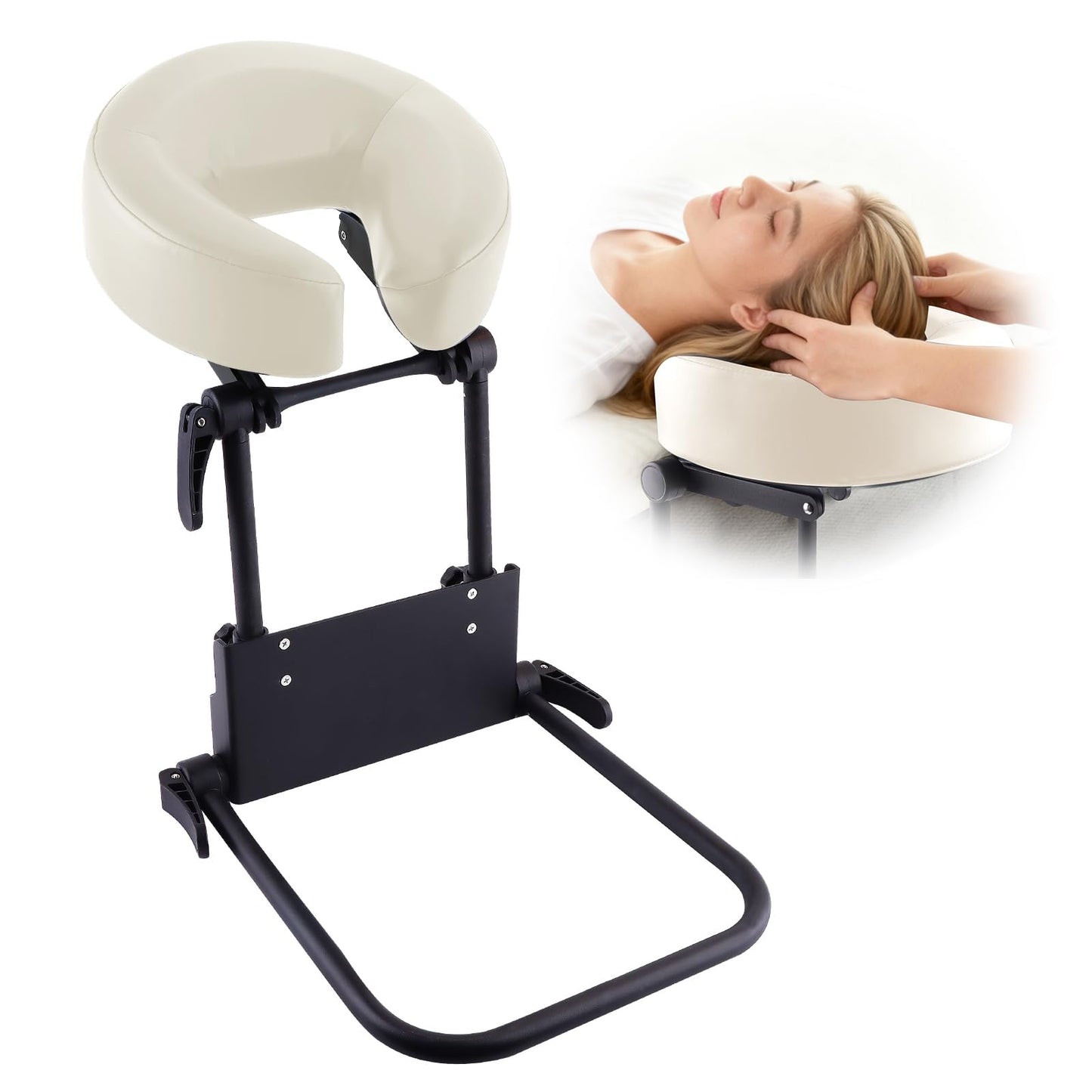 TOROKOM Adjustable Headrest Face Pillow Cradle, Massage Home Mattress Top Massage Kit Face Pillow Cradle & Face Cushion Support Bracket（White）