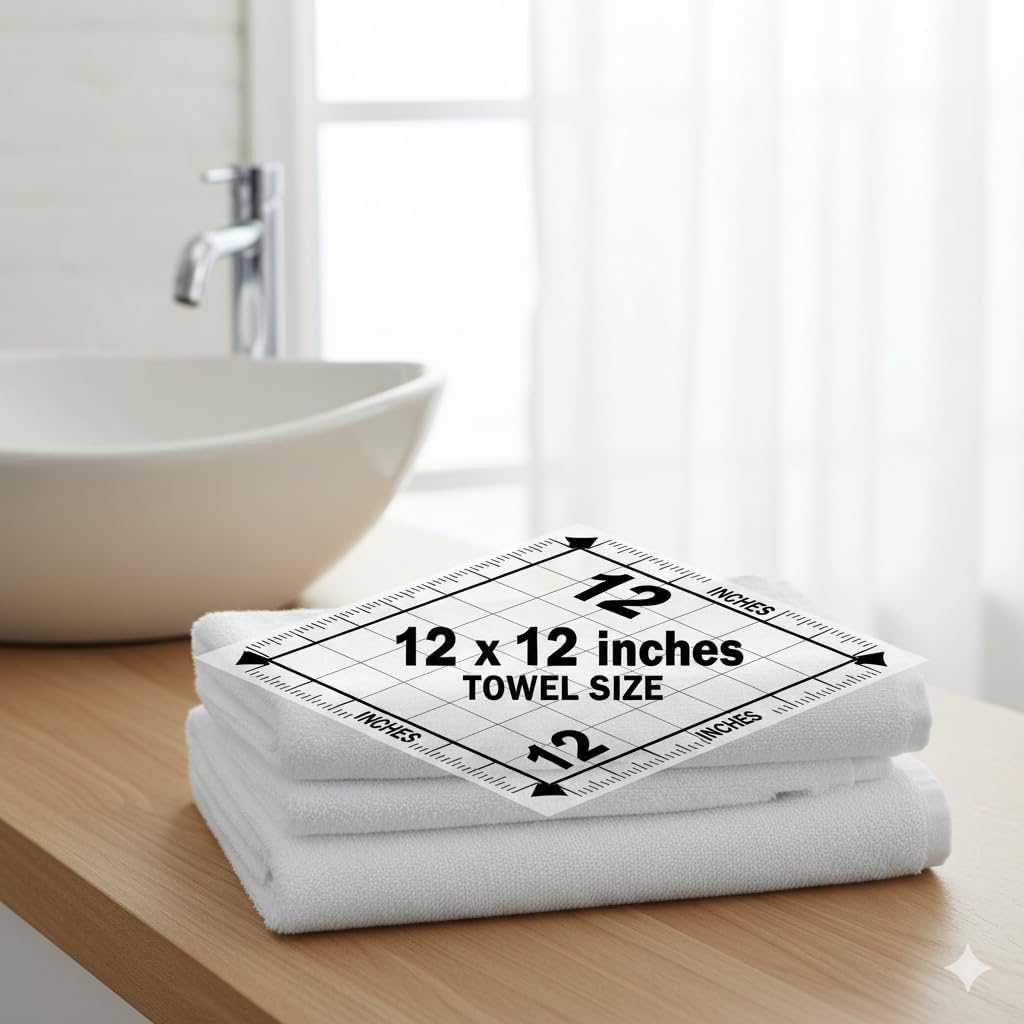 Petal Cliff Washcloths 15 Pack, 100% Cotton Washcloths, Soft, Extra Absorbent Wash Cloths - Machine Washable, Size 11 X 11 inch.