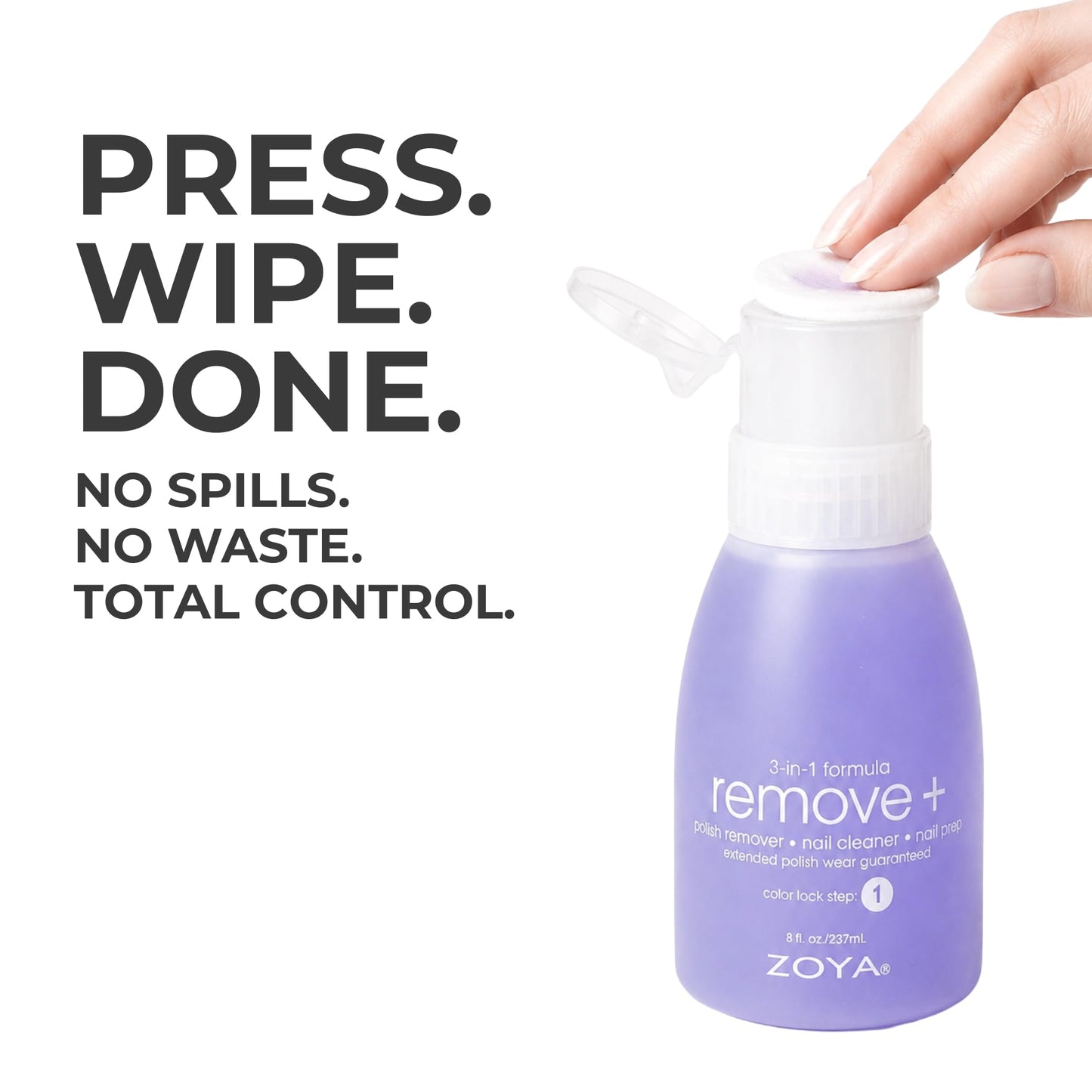 ZOYA Remove Plus 3 in 1 Formula - Liquid Polish Remover, Nail Cleaner, Nail Prep, 8 Fl Oz