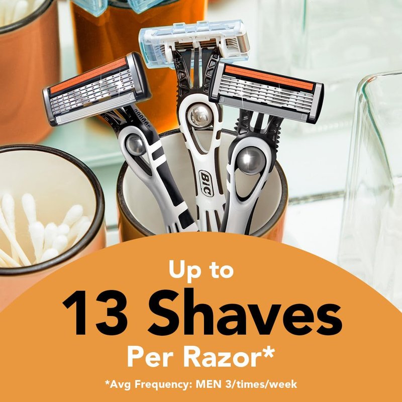 BIC Flex 5 Men’s Disposable 5-Blade Razors, Pivoting Head and Precision Edging Blade, 10-Pack