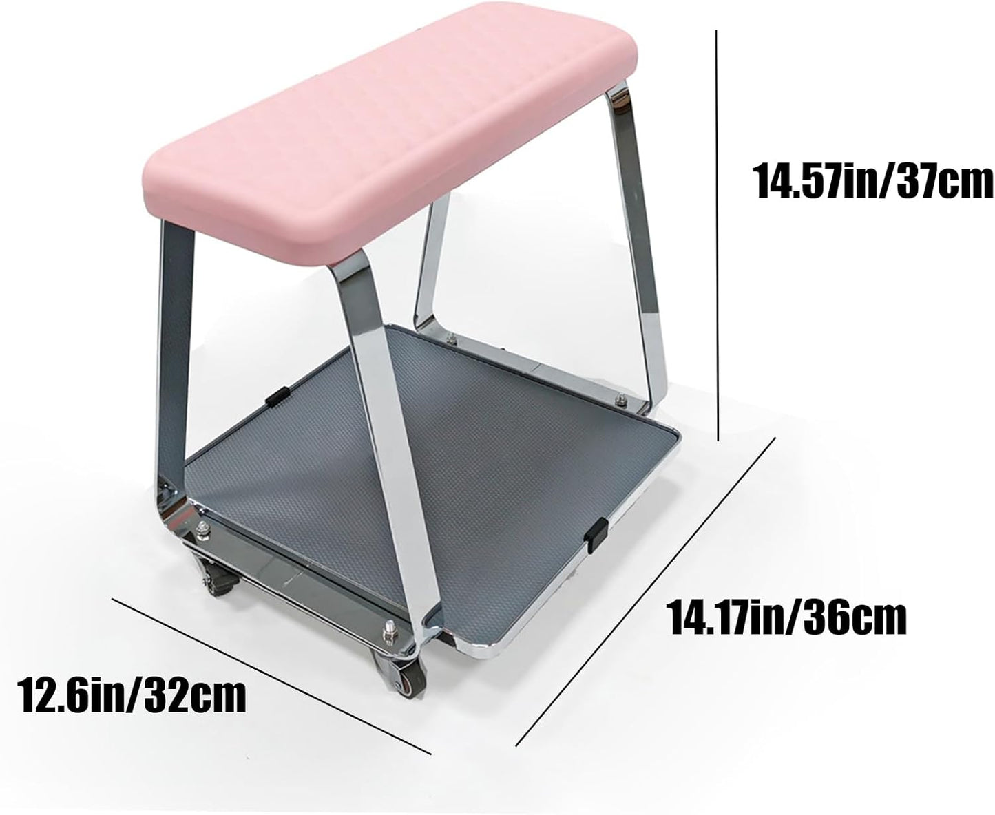 Skiennix Pedicure Foot Rest - Mobile Nail Art Cart with Soft Cushion & Storage Tray | Pink