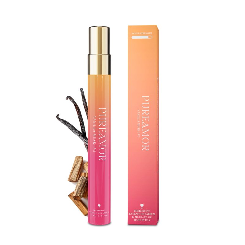 PUREAMOR Pheromone Perfume for Women, Vanilla Musk Extrait de Parfum - Long Lasting Warm Cozy Vanilla Scent, 30% High Concentration, Travel Size Fragrance Spray, 0.4 oz / 12ml