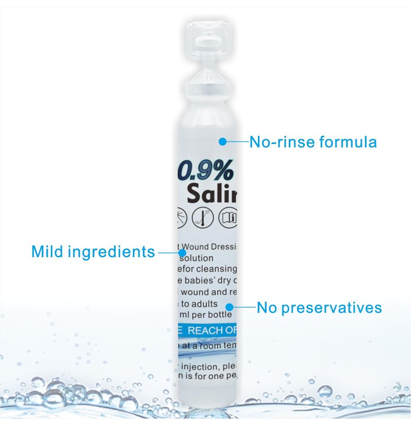 HTLARY Sterile Saline Solution, 20-Pack Skin and Wound Cleanser, 0.9% Sodium Chloride Wound Wash & Nasal Rinse