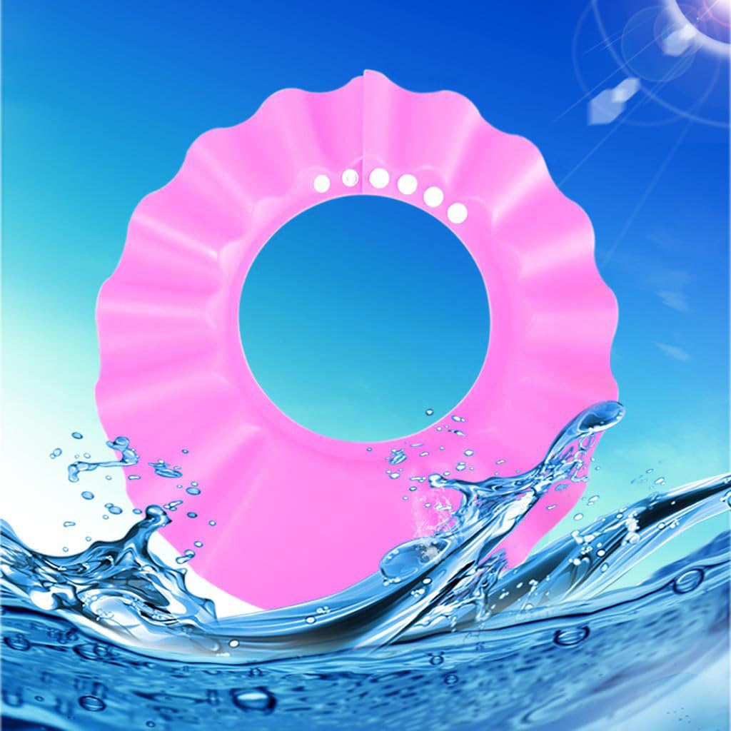 HOOYEE Safe Shampoo Shower Bathing Protection Bath Cap Soft Adjustable Visor Hat for Toddler, Baby, Kids, Children (pink)