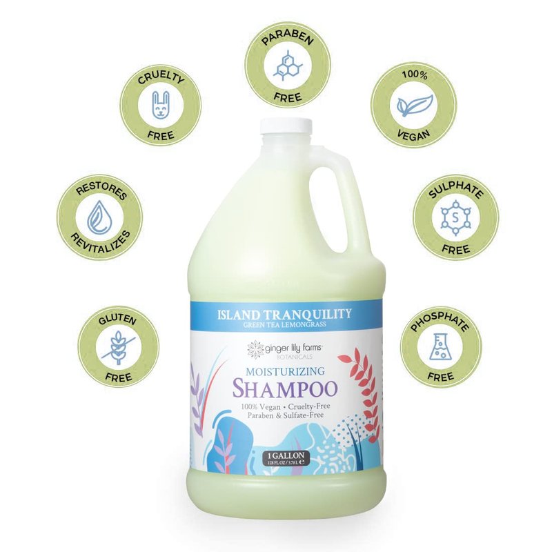 Ginger Lily Farms Moisturizing Shampoo - Island Tranquility Scent | Vegan & Cruelty-Free, 1 Gallon Refill