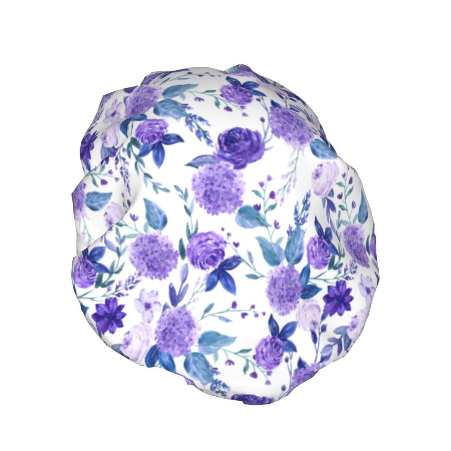 Violet Purple Rose Shower Cap For Women Adjustable Double Waterproof Layers Bathing Shower Hat Hair Protection Reusable Ladies Spa Salon Shower Hat