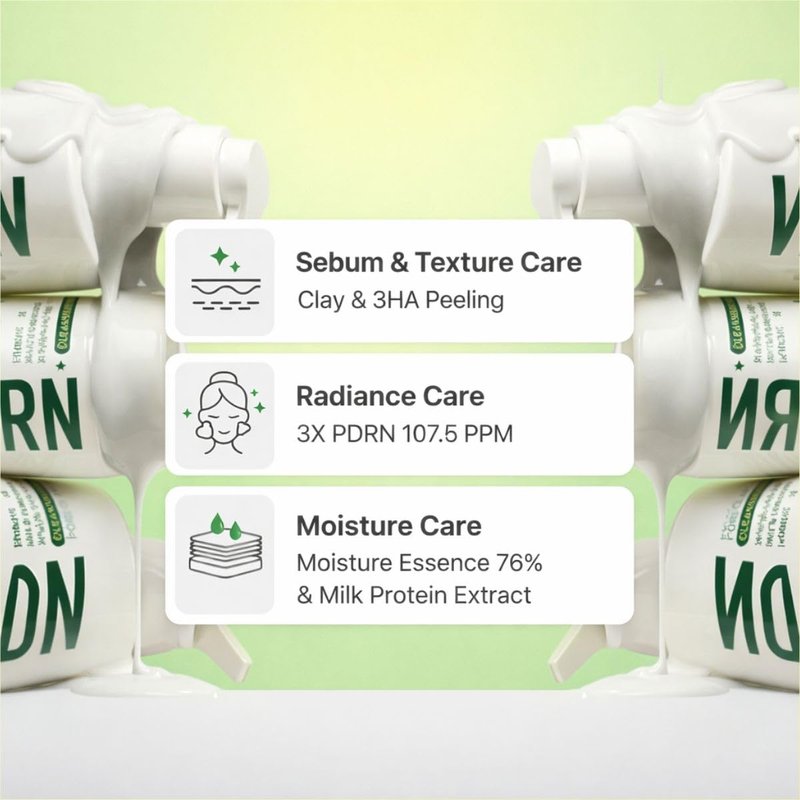 MAKE P:REM PDRN Pore Clay Cleansing Milk, Hydrating Gentle Face Wash for Sensitive Skin, Korean Face Wash, Milky Cleanser, 6.76 fl.oz. (200ml)
