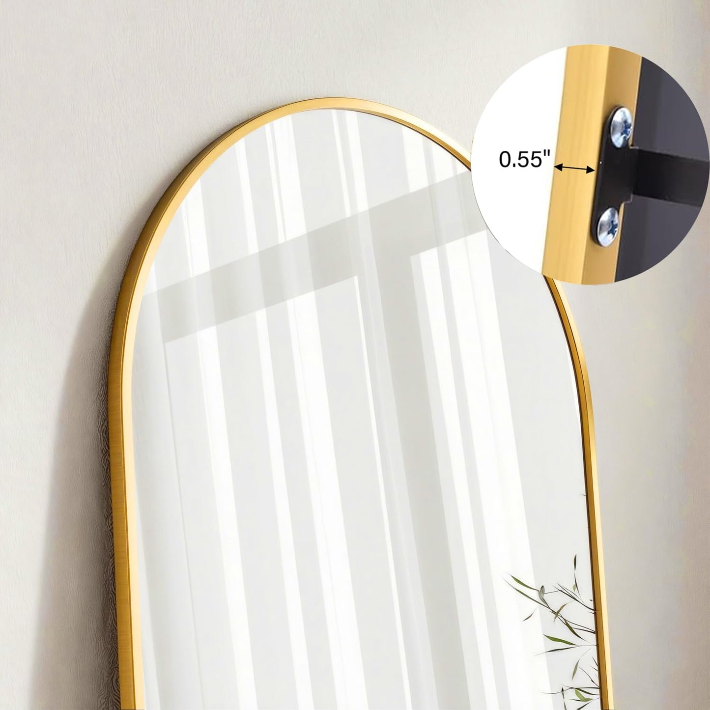 ZMYCZ Mirror Full Length, 71"x26" Arched Full Length Mirror, Arch Mirror with Stand, Large Standing Mirrors, Oversized Full Body Mirrors with Aluminum Frame for Bedroom, Living Room (Gold)