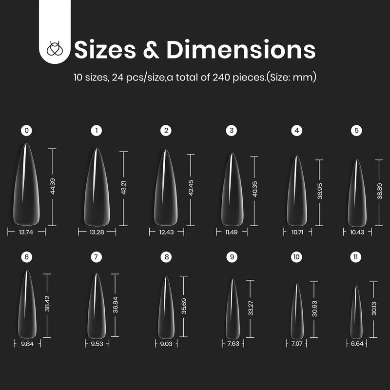 Beetles Gel Nail Kit Easy Nail Extension Set 5 In 1 Nail Glue Gel Base Coat with Pre shaped Medium Stiletto Gel Nail Tips Led Nail UV Lamp Acrylic Nail Clipper for Nail Art Diy