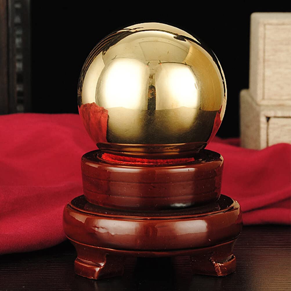 Healvian 2Pcs Brass Exercise Ball 1.5 Inch Golden Solid Copper Metal Baoding Balls for Hand Therapy Stress Relief, Chinese Kung Fu Massage Acupressure Tool