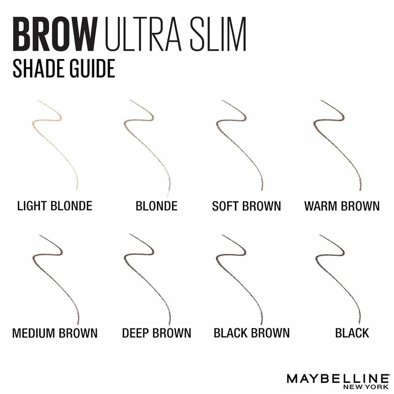 Maybelline Brow Ultra Slim Defining Eyebrow Pencil - 1.55mm Tip, Warm Brown | Precision & Blending Spoolie, 0.003 oz.