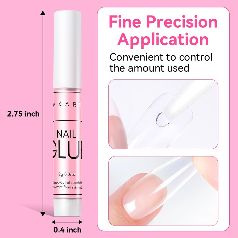 Makartt Nail Glue for Press On Nails, 5-10s Fast Air Dry No UV Lamp, Hema-Free Strong Bond for Nail Tips, Fake Nails, Broken Nail Repair & Decor, Easy-to-go for Beginner & Salon Nail Techs,5 x 2g