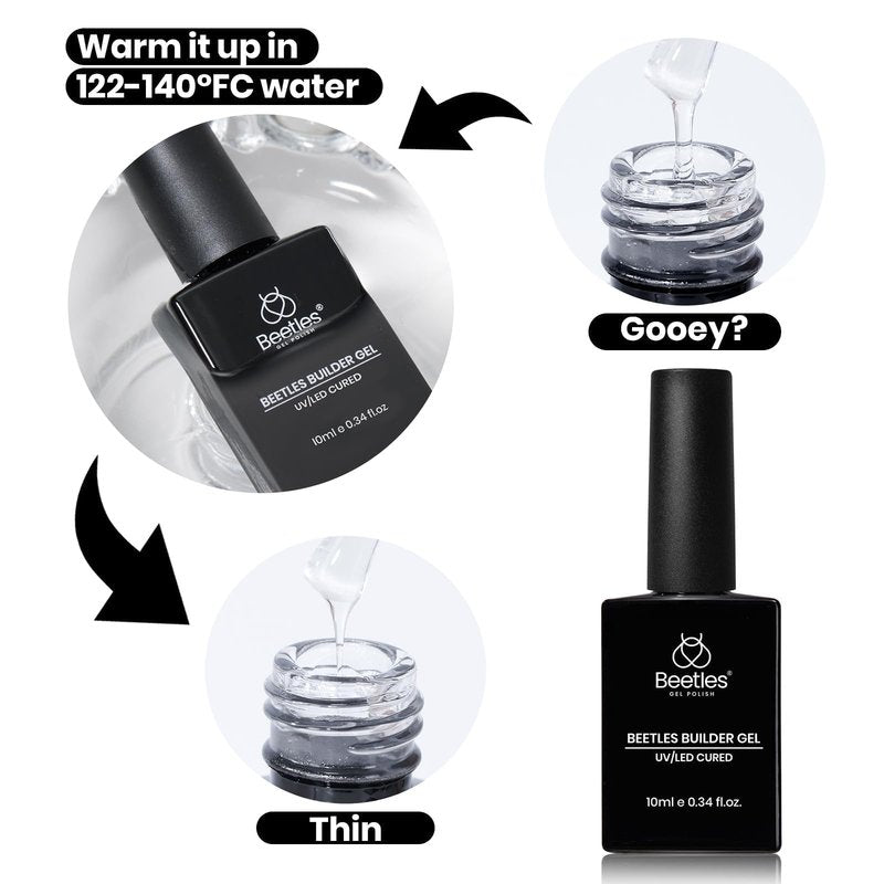 Beetles Low Heat Builder Nail Gel-Dew Glow Gentle Curing 8 in 1 Strengthening Natural Nail Building Instant Apex & Extension for Beginner DIY Salon at Home,Clear Gel Builder,UV & LED Lamp Needed