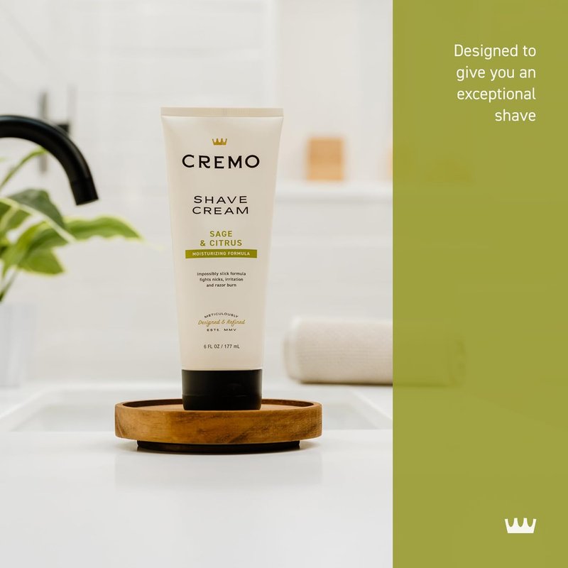 Cremo Sage & Citrus Shave Cream - Ultra-Slick Formula for Men | 6 Fl Oz (Pack of 2)
