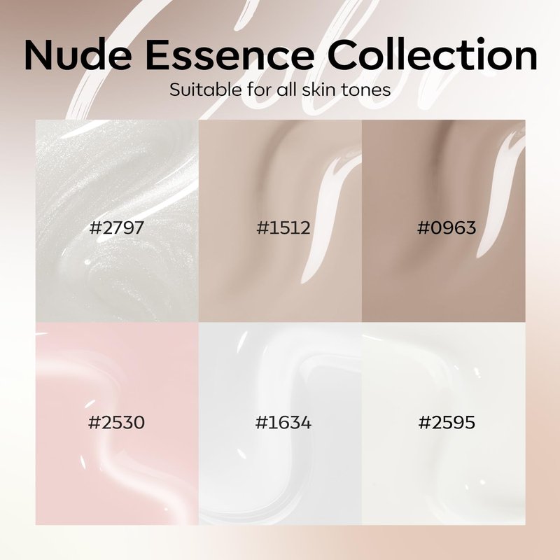 modelones Gel Nail Polish, 6 Colors Milky White Nude Beige Jelly Shimmer Gel Polish Set with Stickers & Liner Brush for DIY French Nails Polka Dot Nails Soak Off Nail Art Kit Manicure Salon