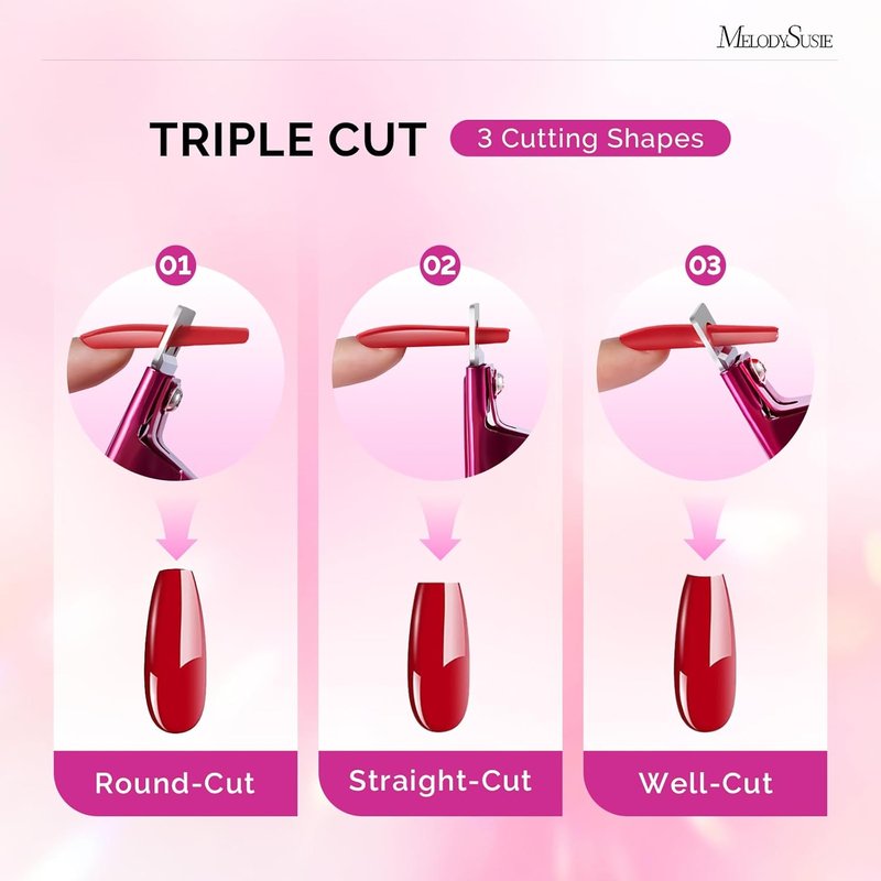 MelodySusie Acrylic Nail Clippers - Professional Adjustable Stainless Trimmer with 15pcs Magnet Sizers | Plum Color