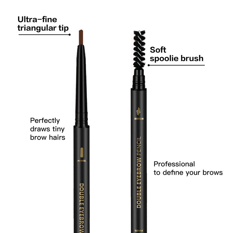 3Pcs Waterproof Eyebrow Pencil Dark Brown, Premium Eye Brow Pencil Brn with Spoolie Brush, Longwearing for Perfect Brows, Professional, Precision, Defines, Double-ended Eyebrow Pen for Women, O'CHEAL