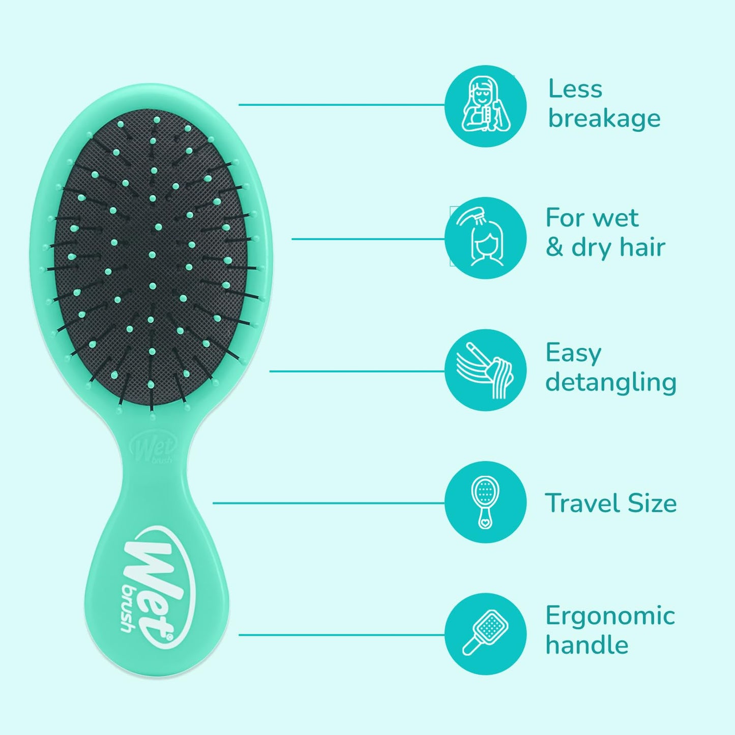 Wet Brush Squirt Detangling Brush - Mini Aqua Hairbrush with Ultra-Soft IntelliFlex Bristles for All Hair Types