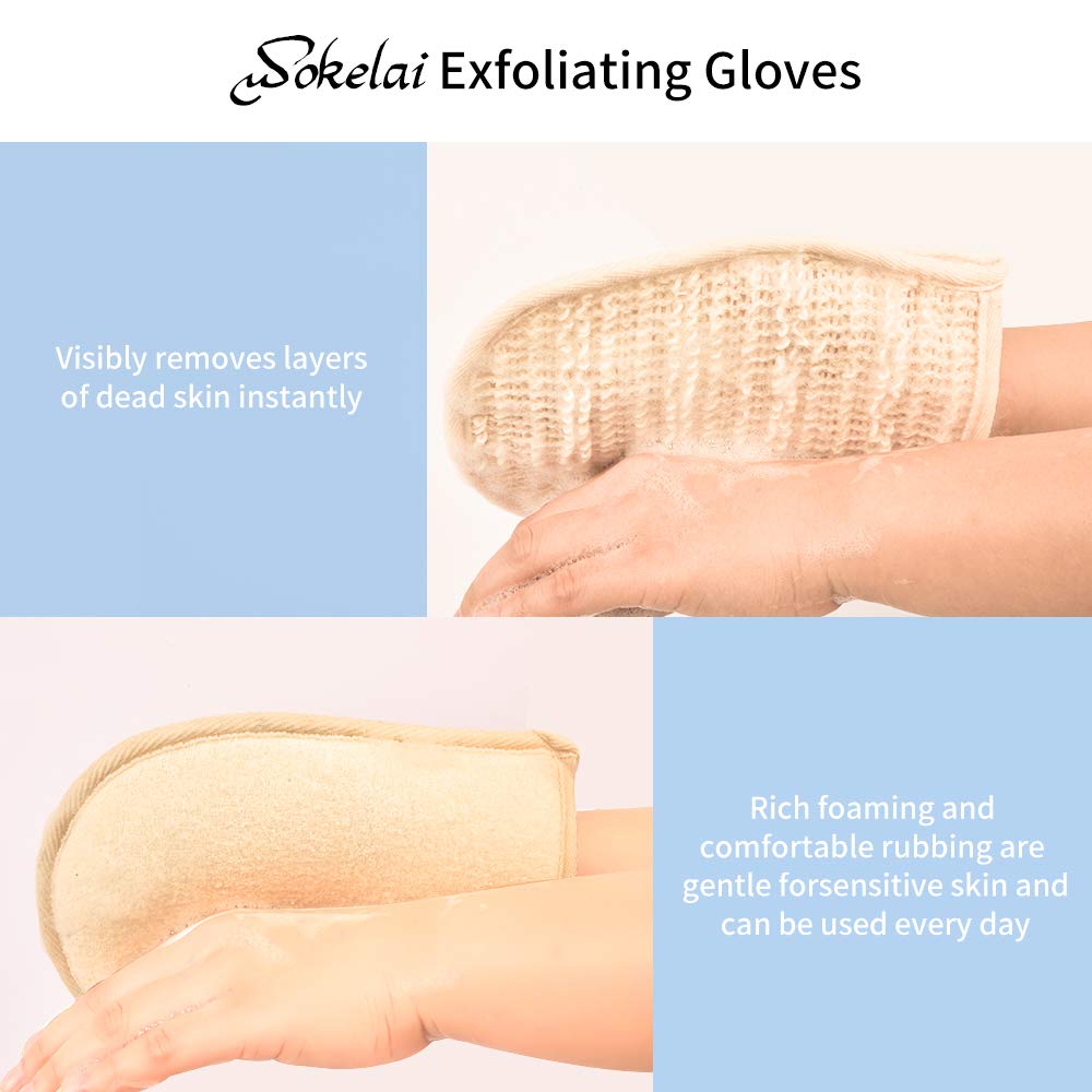 Exfoliating Loofah Mitt Shower Gloves - Bath Glove Body Scrubber Exfoliator for Remove Dead Skin, Loofa Scrub Mittens for Exfoliation, Double-Sided Luffa Sponges Facial Body Pads for Men Women Bathing