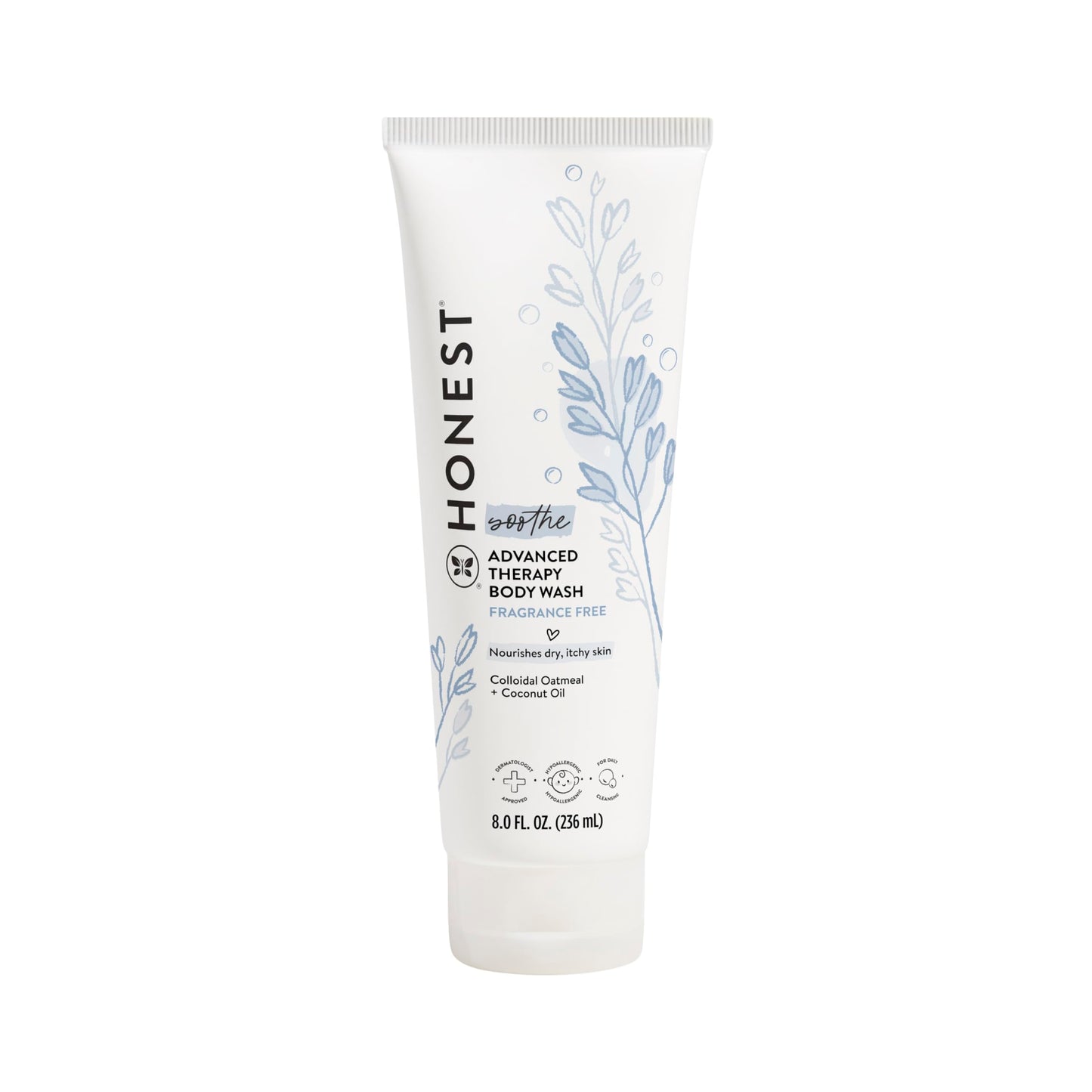 The Honest Company Eczema Soothing Therapy Cleansing Body Wash, Naturally Derived Gentle for Baby, Prebiotics Colloidal, Oatmeal, 8 oz