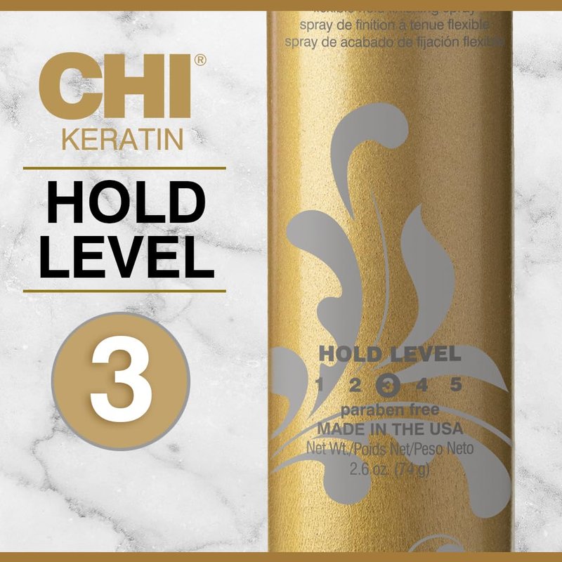 CHI Keratin Flex Finish Hair Spray, Lightweight Spray For Long-Lasting, Smooth Styling, Eliminates Frizz & Flyaways & Seals Out Humidity, 2.6 Oz