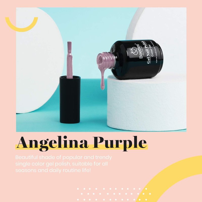 Beetles Grey Purple Gel Polish - 15ml Nude Angelina Grey Purple Gel Polish, Summer Soak Off UV LED Lamp Nail Art Salon DIY Design at Home Manicure Gifts for Women
