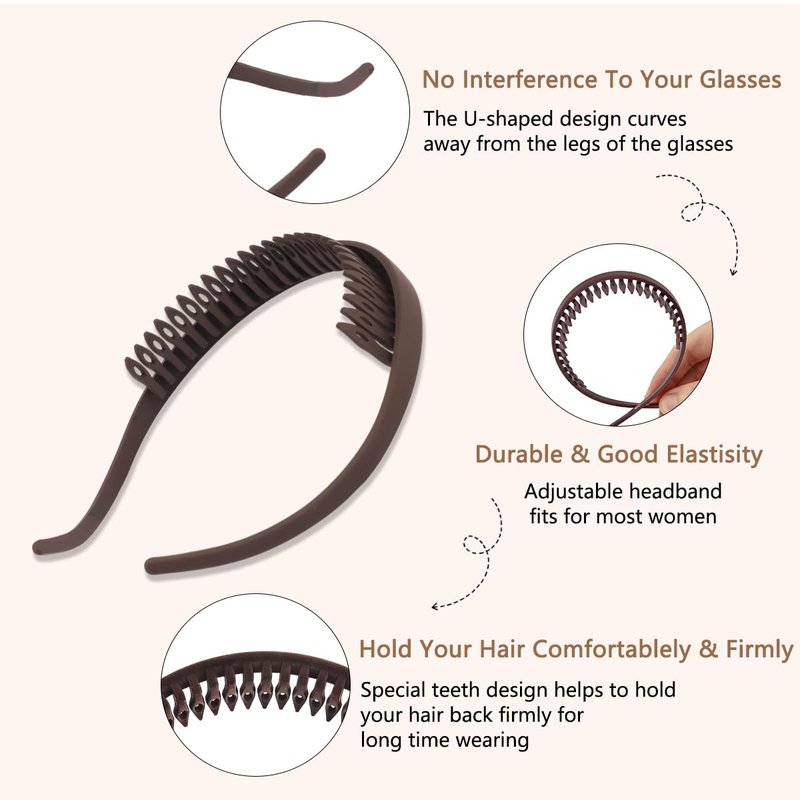 Comfortable Headbands for Women | No Headache Non-Slip Design for Glasses Wearers - Ideal for Medium Thick Hair