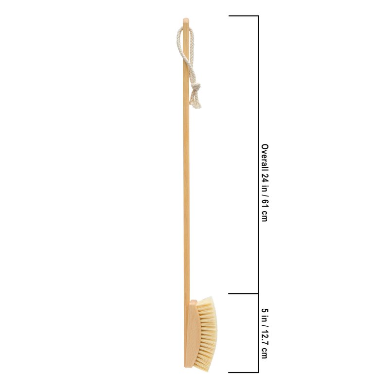 REDECKER Bath and Foot Brush - Extra-Long Oiled Beechwood Handle - Stiff Tampico Fiber Bristles Exfoliate Skin - 24 inches - Wood Scrub Brush with Long Handle - Made in Germany