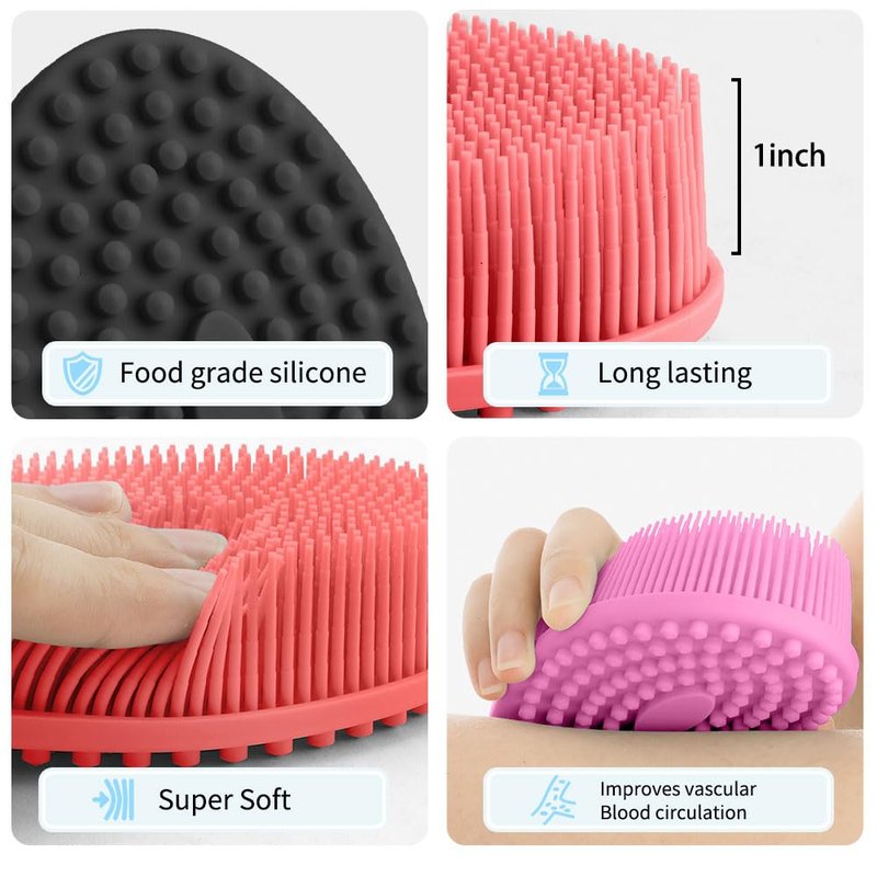 Silicone Body Scrubber,Loofah Exfoliating Body Scrubber,Bath Brush,Set of 3 Soft Body Scrubber,2-in-1 Double-Sided Design,Hygienic Easy to Clean,Scrubber Suitable for All Family Members