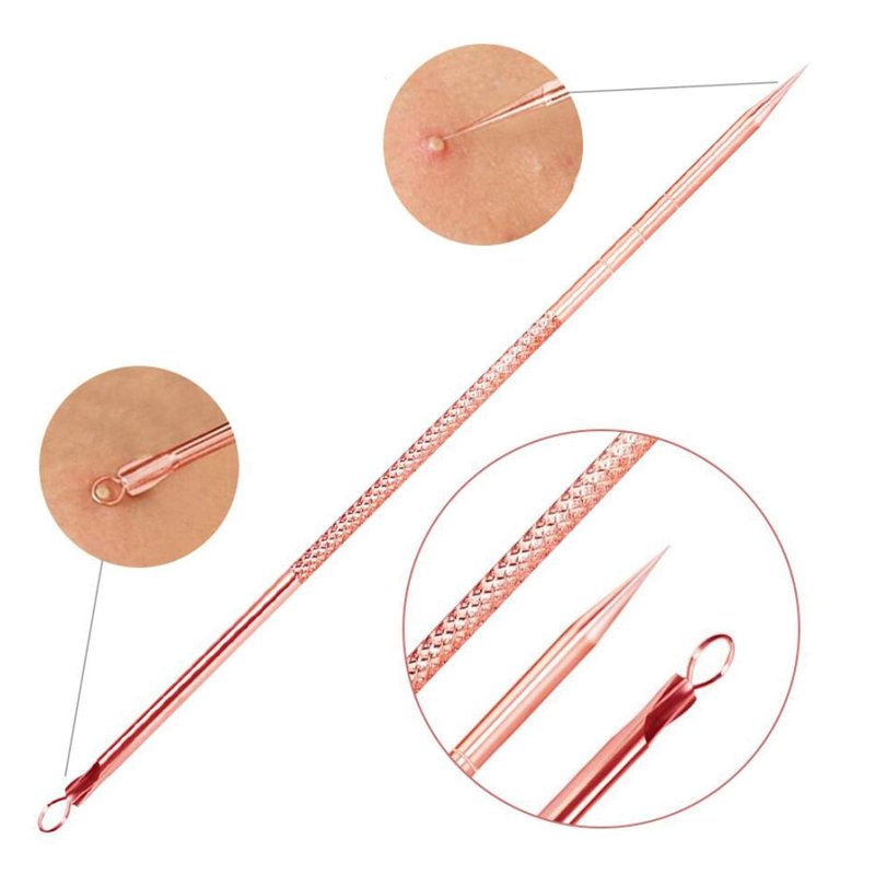 Blackhead Remover Tool - Comedone Extractor Kit for Acne Treatment | Blemish & Whitehead Removal with Case (Rose)