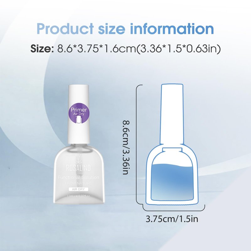 ROSALIND Nail Primer,11 ml Air Dry Acid Free No Lift Bond Primer, Hema-Free Bonder for Gel Polish Nail Supplies Set