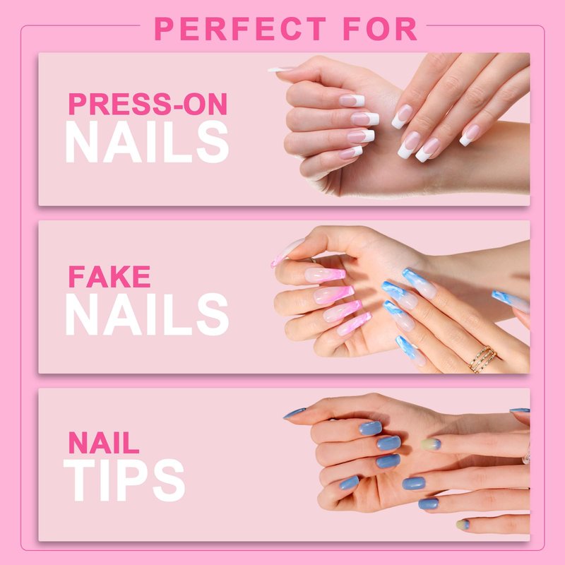 Mevanchica Super Strong Nail Glue, Nail Tips & Acrylic Fingernails Brush Tip Applicator for Press On Nails, Extra Strong Long Lasting for False Nails