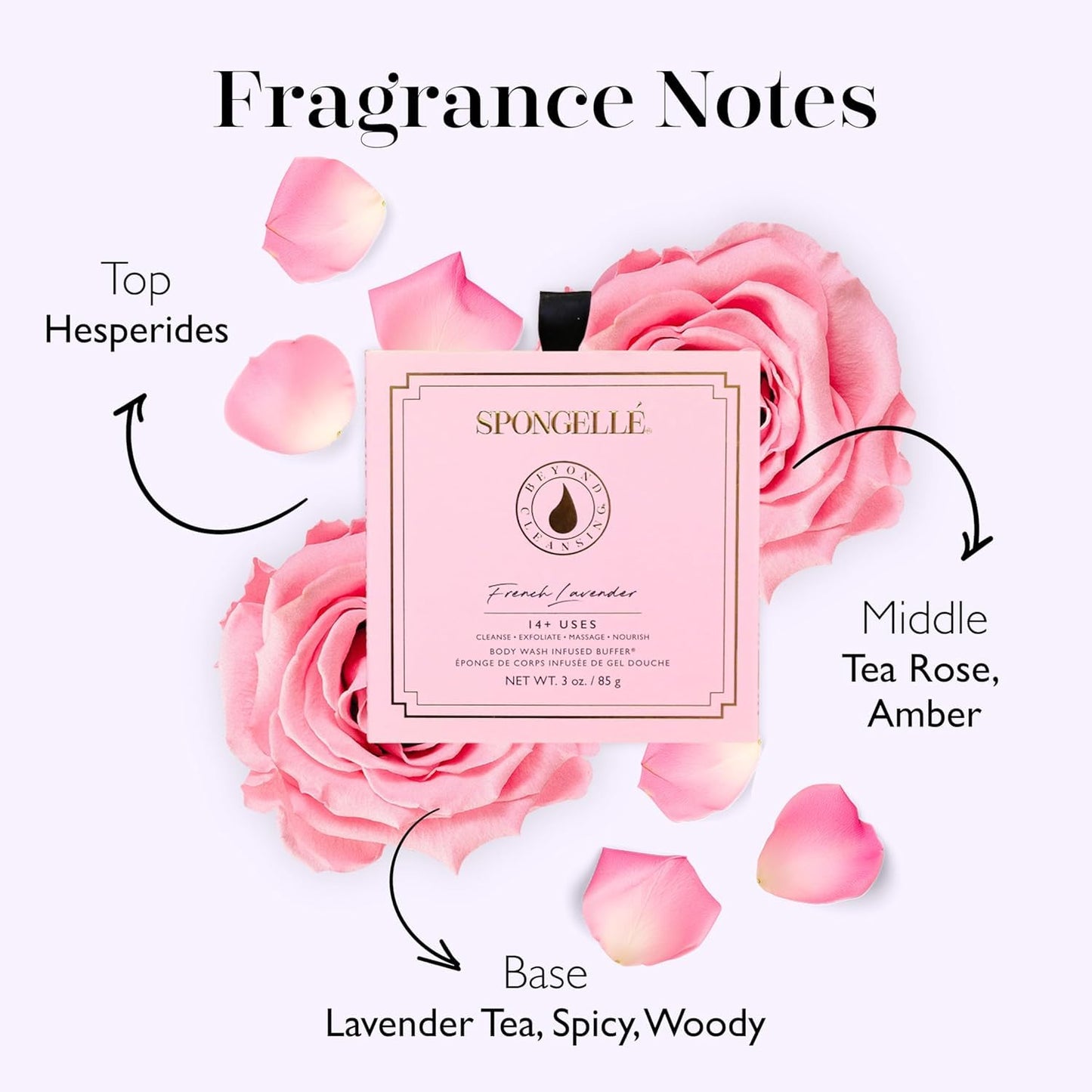 Spongellé Wild Flower Bath Sponge with Box Bundle, Mothers Day Gift | Bulgarian Rose, French Lavender, Freesia Pear | Built-in Body Wash & Body Scrubber, Shower Loofah Sponge for Women | 14+ uses