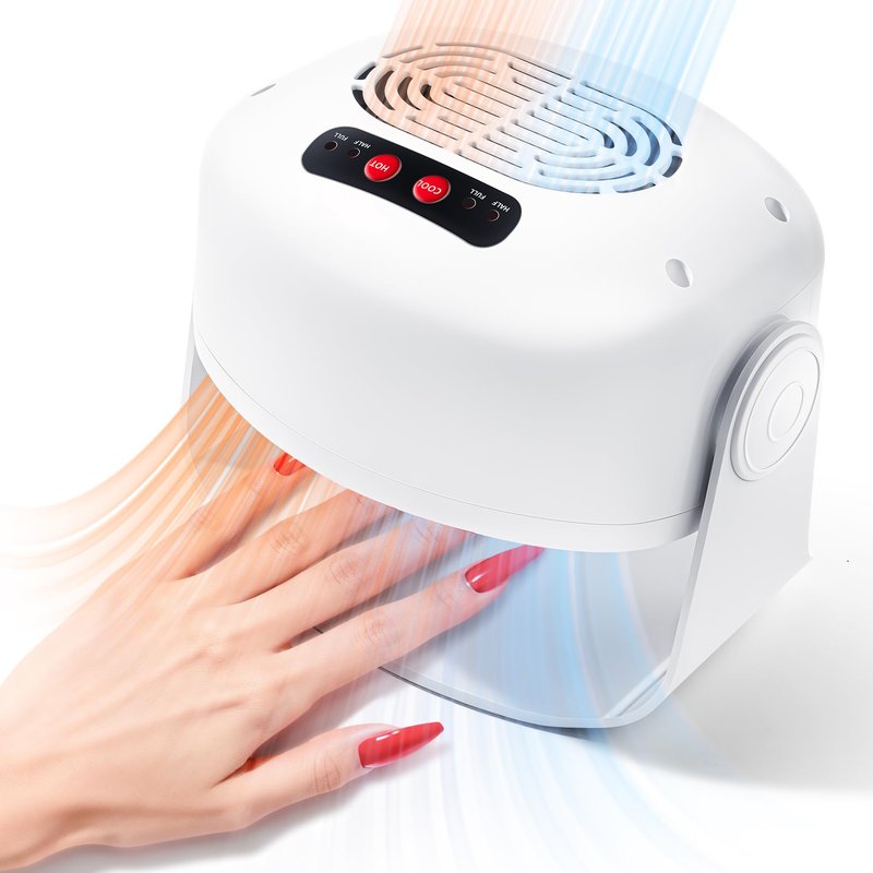 Nail Fan Dryer for Regular Nail Polish,LXIANGN Rotating Regular Polish Nail Dryer Fan with Hot and Cool Air,Professional Air Nail Dryer for Manicure Salon and Daily Home Use (White)