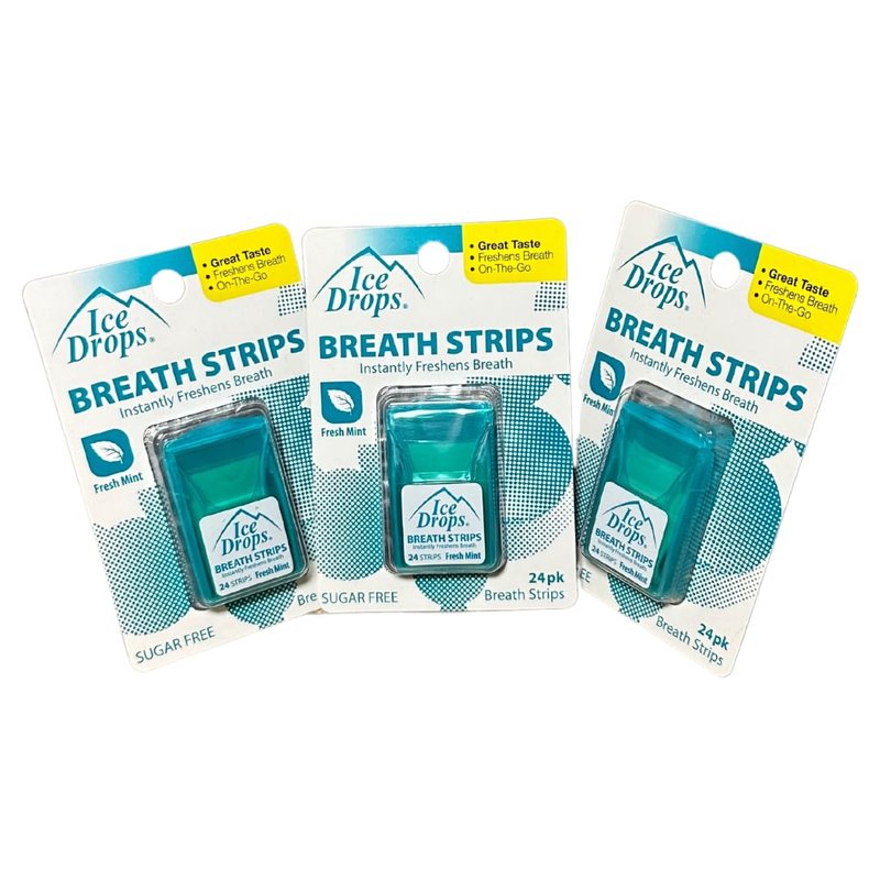 Skiennix Fresh Mint Sugar-Free Breath Strips - 24 Count | Pack of 3 for Long-Lasting Freshness