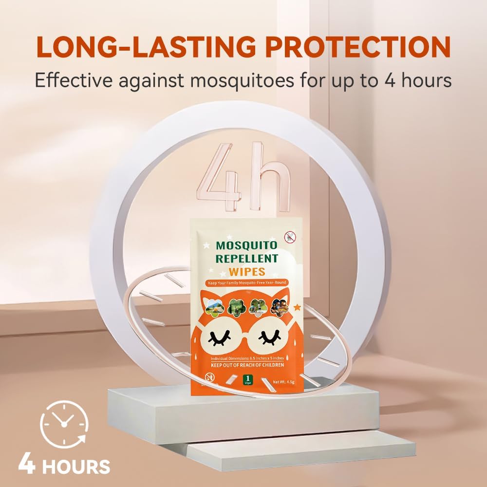 Skiennix Mosquito Repellent Wipes - 40 PCS Natural Plant-Based Essential Oil Formula | Safe & Effective Outdoor Protection