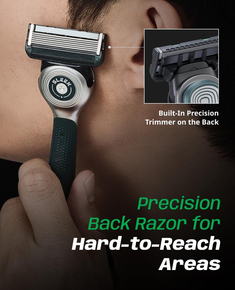 DORCO SLEEK 6 Blade Razor for Men with Multi-Flex Technology for a Smooth & Comfortable Shave | Cartridge Razor for Men, Razor Handle + 2 Cartridges