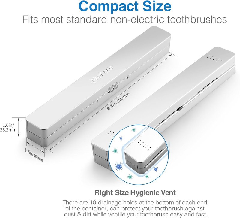 Frekare Toothbrush Travel Case Aluminum, Manual Tooth Brush Holder for Traveling, Portable Toothbrush Container for Bathroom, Camping, Business Trip, School (Silver)