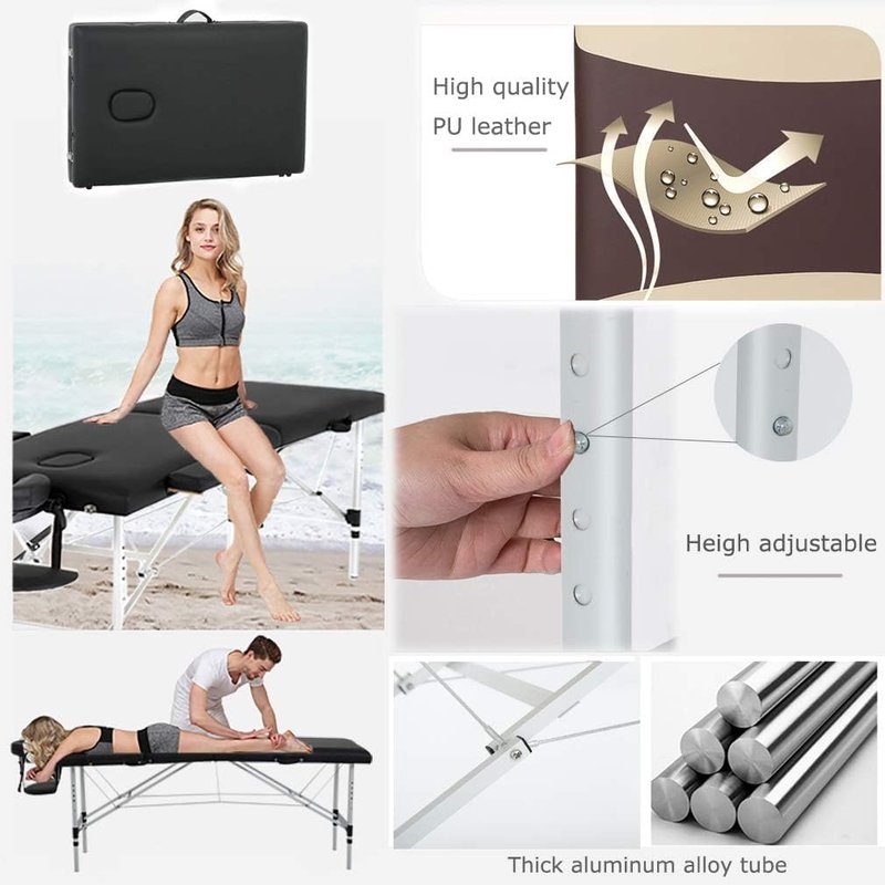 Aluminium Massage Table - Portable Height Adjustable Spa Bed | 24-Inch Wide, Non-Woven Carry Bag for Facial & Tattoo Care