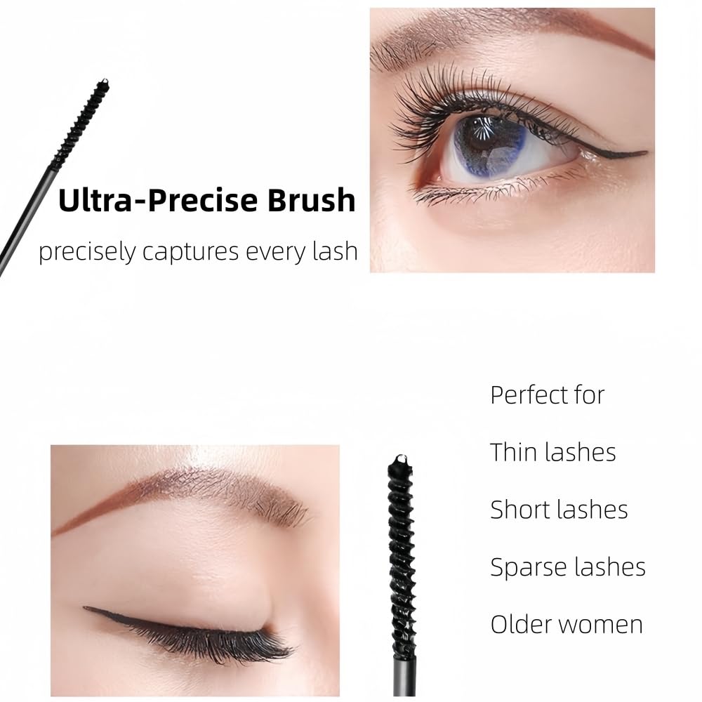 Waterproof Mascara with Ultra-Precise Adjustable Brush, Precise Application, Lengthening, Smudge-Proof, Easy to Remove, Long-Lasting, Natural, for Lower/Thin/Short Lashes/Sparse Eyelashes(1pc) (Black)