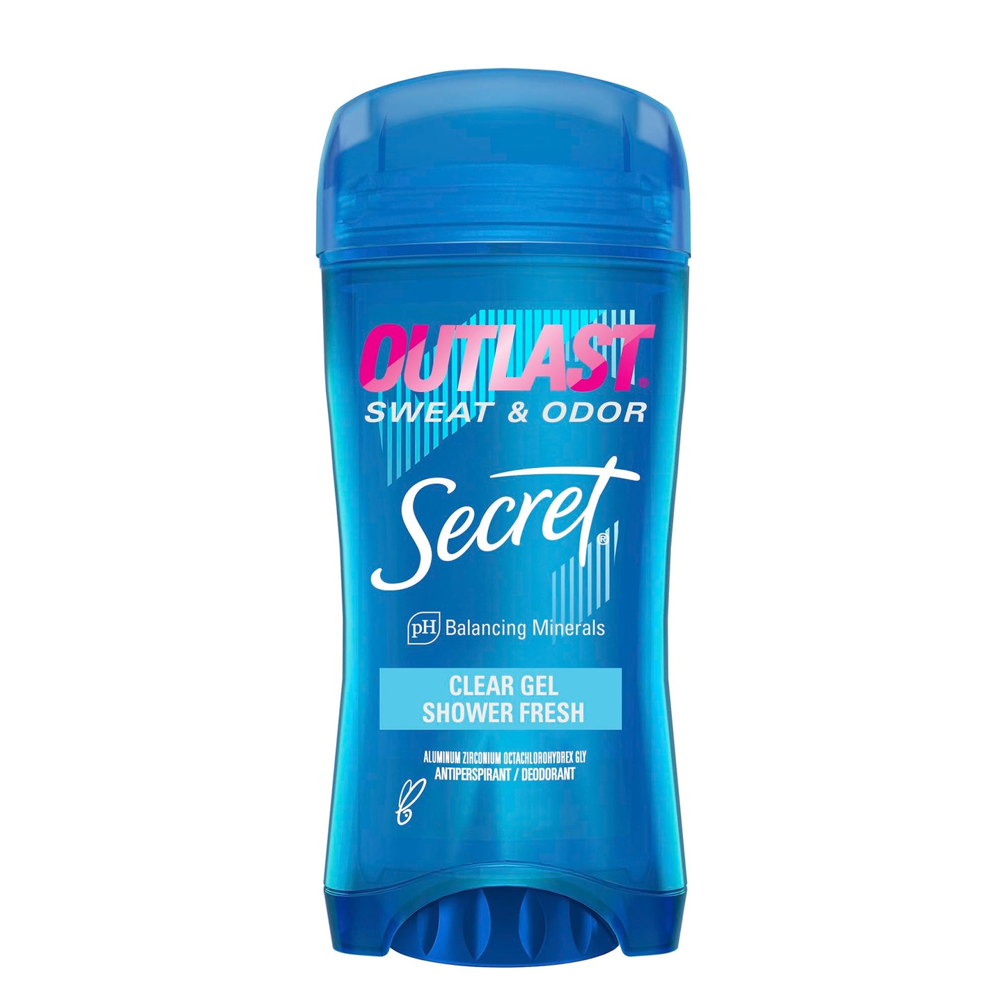 Secret Outlast Antiperspirant Deodorant for Women, 72hr Sweat & Odor Protection, PH Balancing Minerals, Clear Gel, Shower Fresh Scent, 2.6 oz