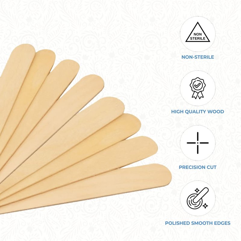 Premium Wood Applicators for Hair Removal Waxing - Non-Sterile, Large 6" L x .75" W, 500 Count