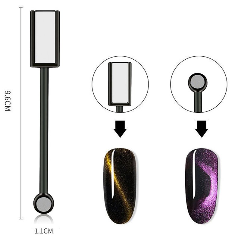 HYWWPFLAY 9Pcs Cat Eye Nail Magnet Tools Cat Eye Nail Polish Magnet Stick 3d Cat Eye Gel Nail Polish Magnetic Wood Multifunctional Strong Magnet for Nails Salon or DIY Nail Art Accessories