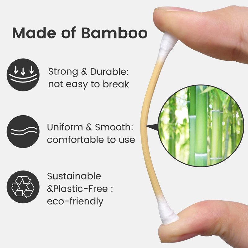 800 Count Bamboo Cotton Swabs, 3 Inch Cotton Swabs for Ears, Nail Art, Makeup, Household Cleaning