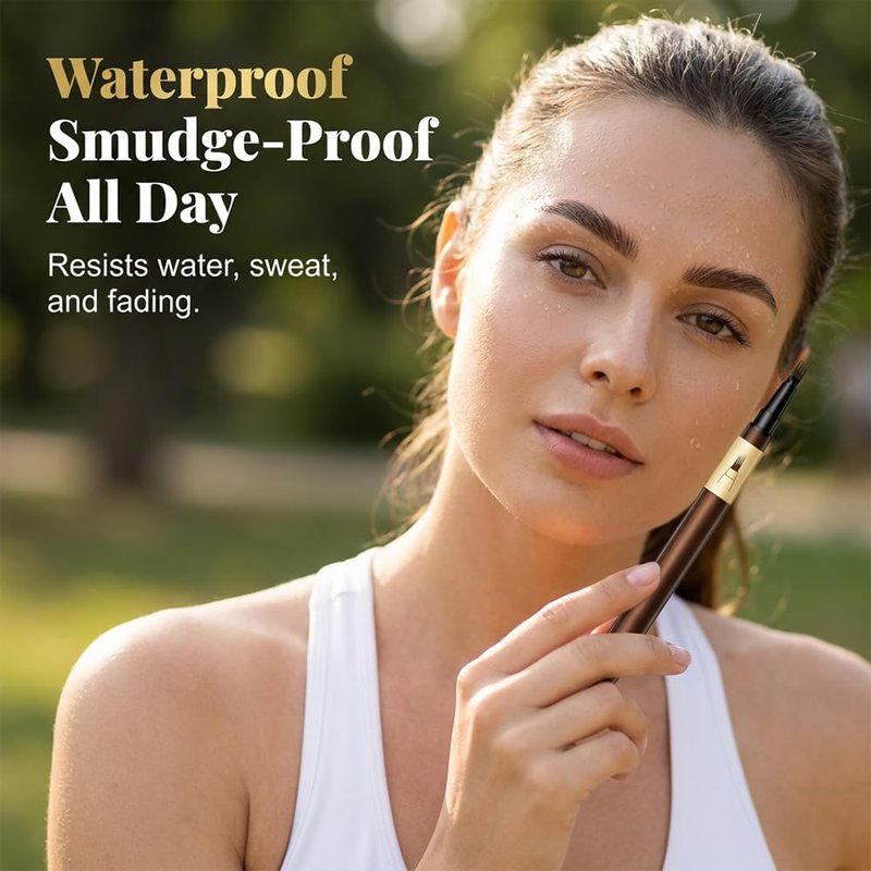 2Pcs Waterproof 4-Tip Microblading Eyebrow Pen for Busy Women & Makeup Lovers, Say Goodbye to Sparse Brows, Natural Hair-Like Strokes All Day, Smudge-Proof & Long-Lasting (Dark Brown)