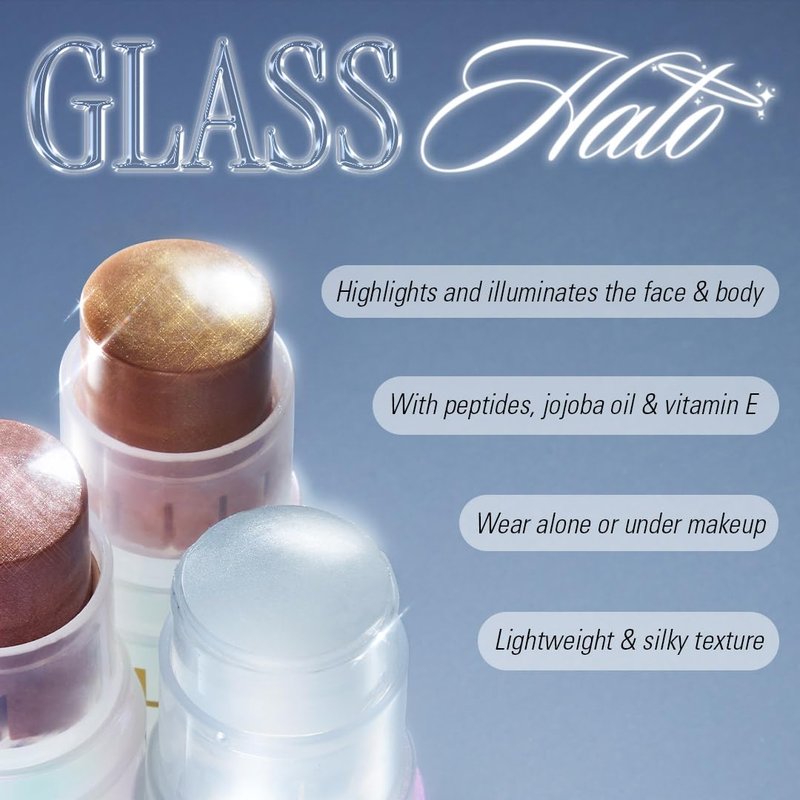 Revolution Glass Halo Highlighter Stick - Cream Formula for Dewy Radiant Glow | Travel-Friendly, 0.16 oz