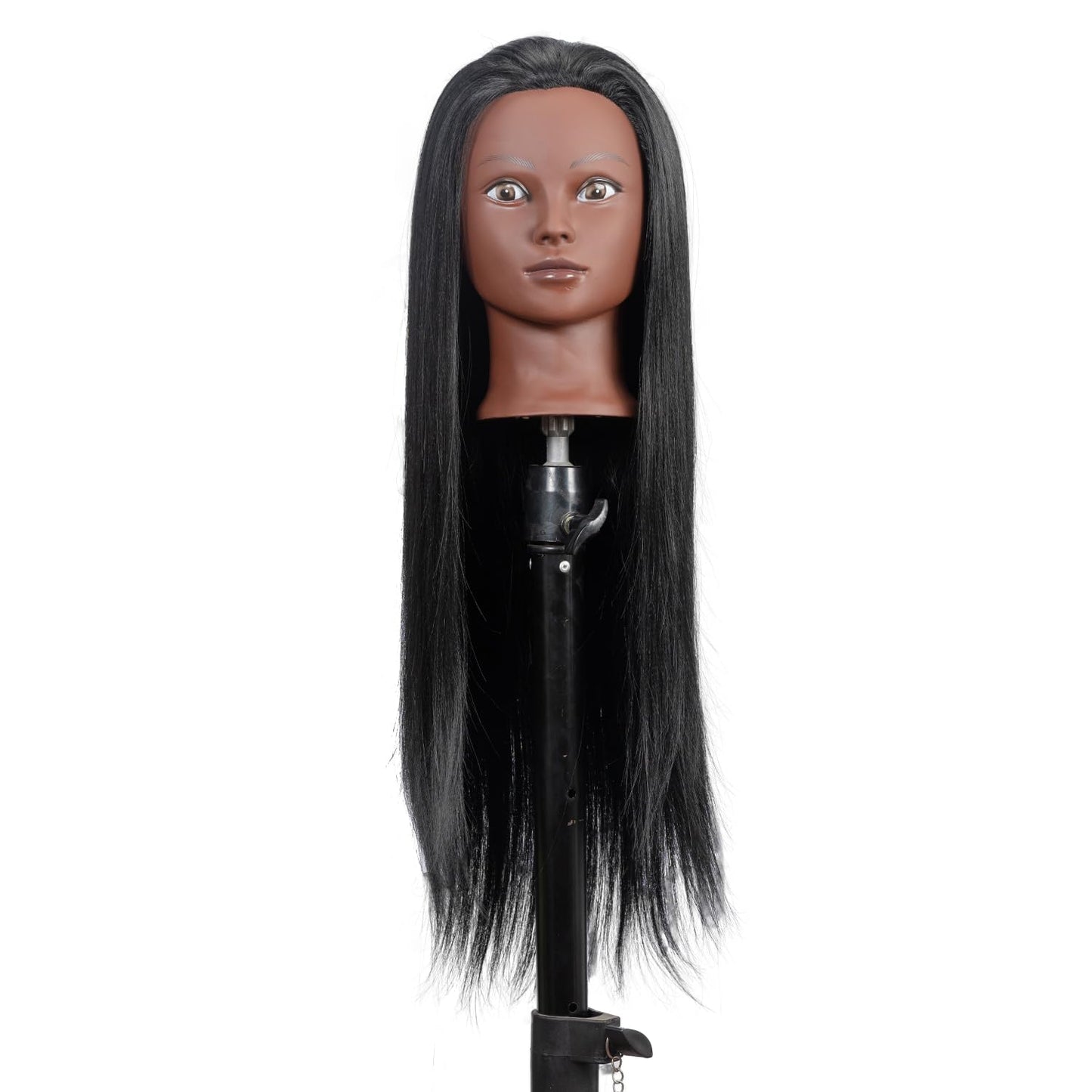 Training Head 26"-28'' Mannequin Head Hair Styling Manikin Cosmetology Doll Head Synthetic Fiber Hair Hairdressing Training Model Free Clamp Exquisite Gifts (black)
