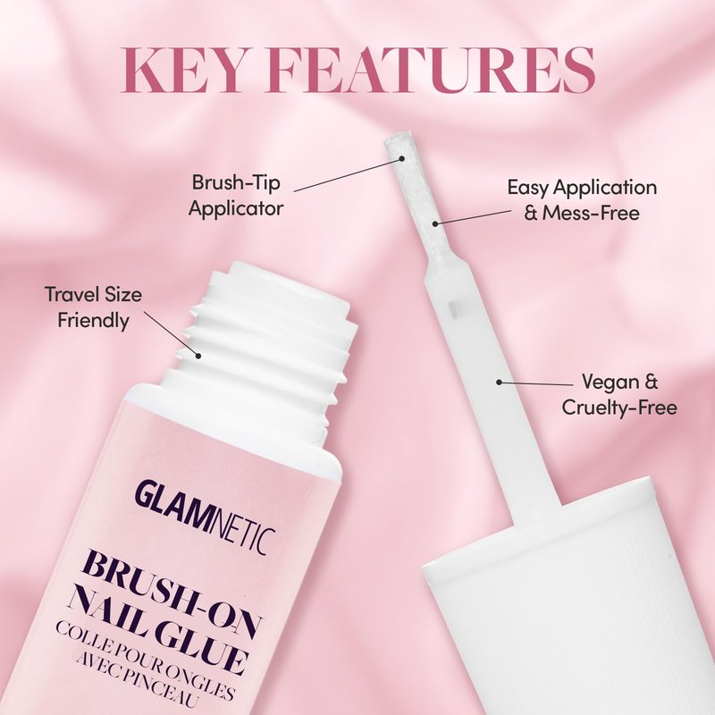 Glamnetic Brush-On Nail Glue & Odorless Remover | Super Strong, No Acetone, Gentle Formula